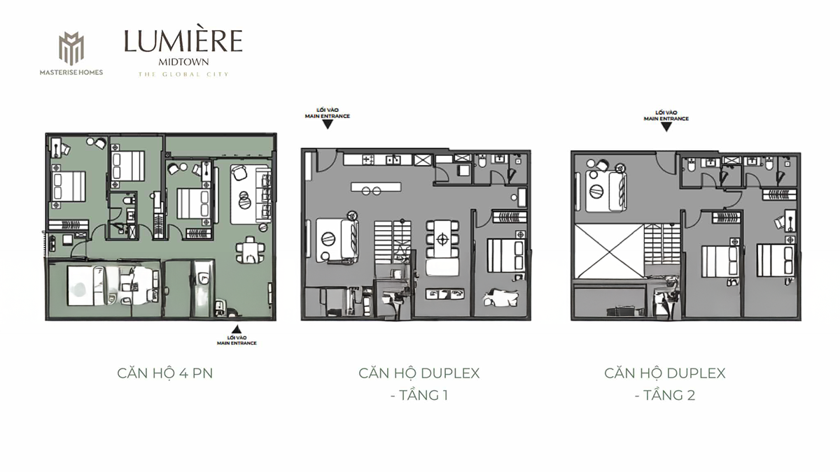 layout Căn hộ 4 phòng ngủ Lumière Midtown