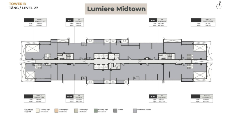 Layout thiết kế Penhouse Duplex Lumiere Midtown