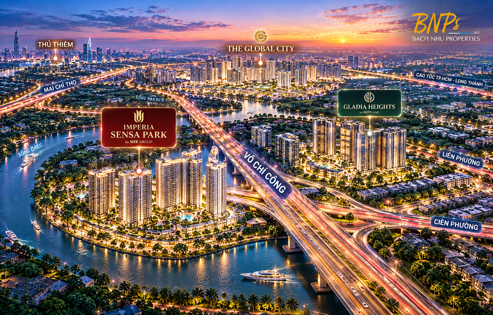 flycam bao quát trục đường Võ Chí Công kết nối qua sông Rạch Chiếc